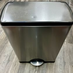 simplehuman 46L Dual Compartment Kitchen Step Trash Can & Recycler - Stainless Steel