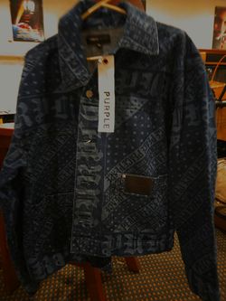 Purple denim jacket RARE peace series monogram text AUTHENTIC