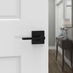 Casey Matte Black Hall/Closet Passage Door Lever Featuring Microban