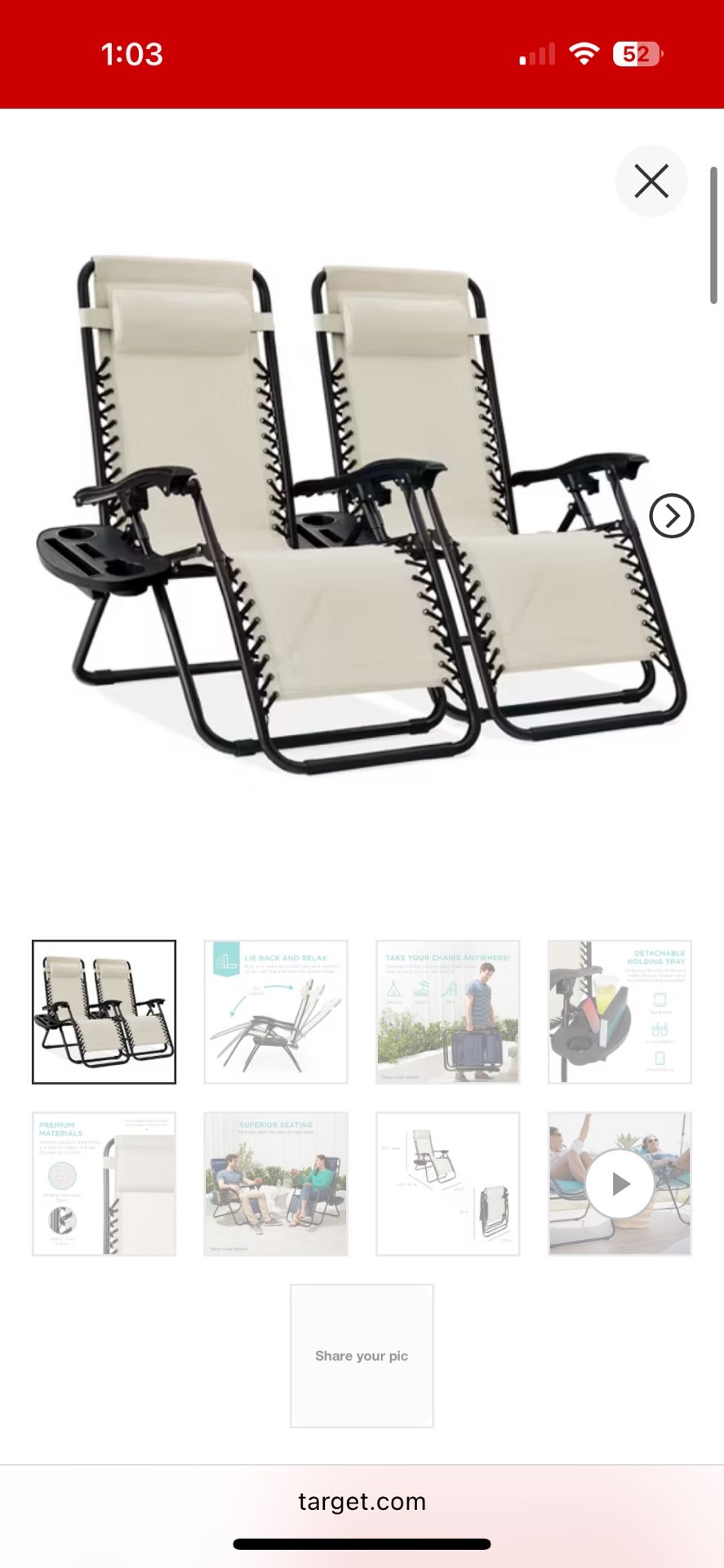 Best Choice Products Set of 2 Zero Gravity Lounge Chair Recliners for Patio, Pool w/ Cup Holder Tray