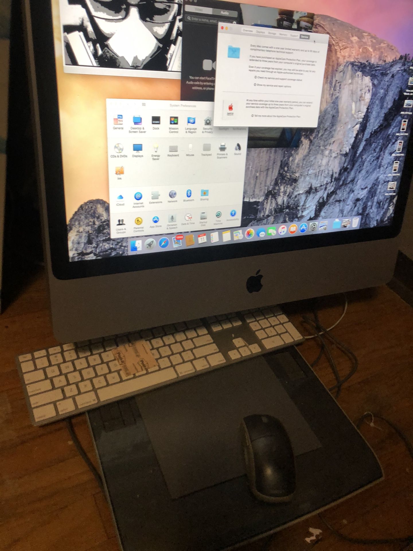 iMac computer with keyboard and drawing pad mouse and stylus