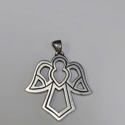 Retired James Avery Angel Pendant Sterling Silver Large Size About 1.5"