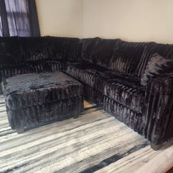 WANT QUALITY? Brand New Byers Market Wham Black VERTICAL Thick Corduroy 2pc Sectionals *TAX INC*