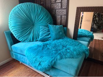 Beautiful Turquoise Blue Chaise Sofa