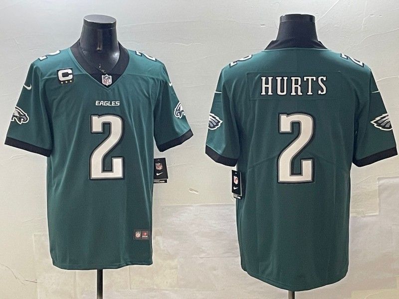 men/women/kids P.Eagles Hurts NO.2 Green Football Jersey