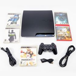 Sony PlayStation 3 Slim PS3 160GB Black Console CECH-2501A Controller & Games