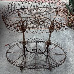 Antique rod, iron oval plant stand or garden basket