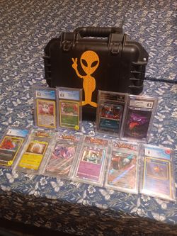 Graded Pokémon Card Collection Lot, 4 cards in slabs are not graded!, serious buyers only, nice case included!