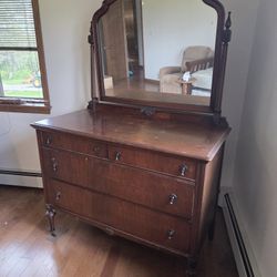 Vintage Wooden Dresser with Mirror