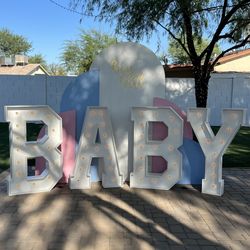 Gender Reveal Backdrop / BABY Marquee Letters