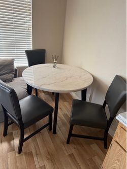 Modern Round Dining Table with 3 Chairs