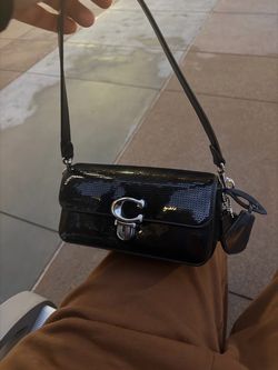 Coach Black Sequin studio baguette
