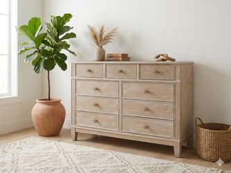 9 drawer dresser with rattan detailing