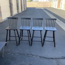 Set Of 4 Black Counter Stool Chairs 