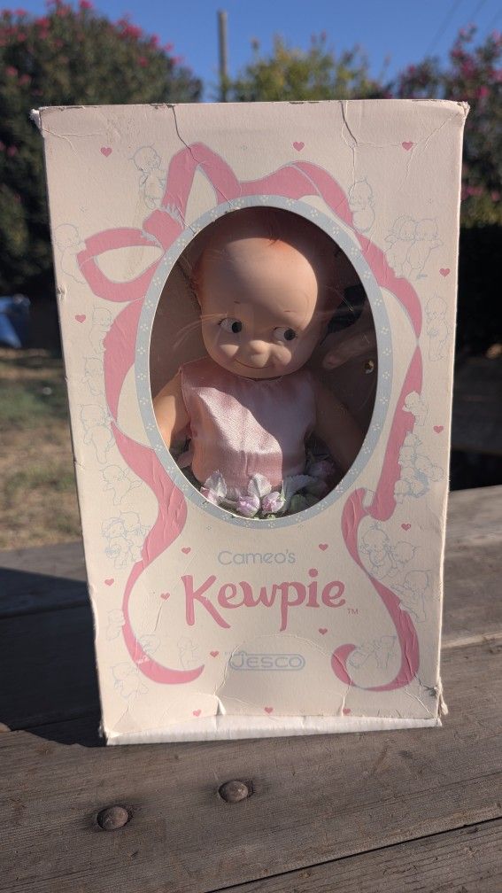 Vintage Jesco Cameo Kewpie Doll in Original Box Pink Dress Collectible Toy