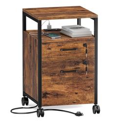 Rustic Rolling Cabinet – Secure & Powered!