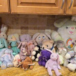 Stuffed Bunnies, Pigs, Bears, And Lambs - some ty's