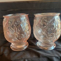 Set Of 2 Pink Glass Opalhouse  Toothbrush Holders/ Make Up Brush Organizers