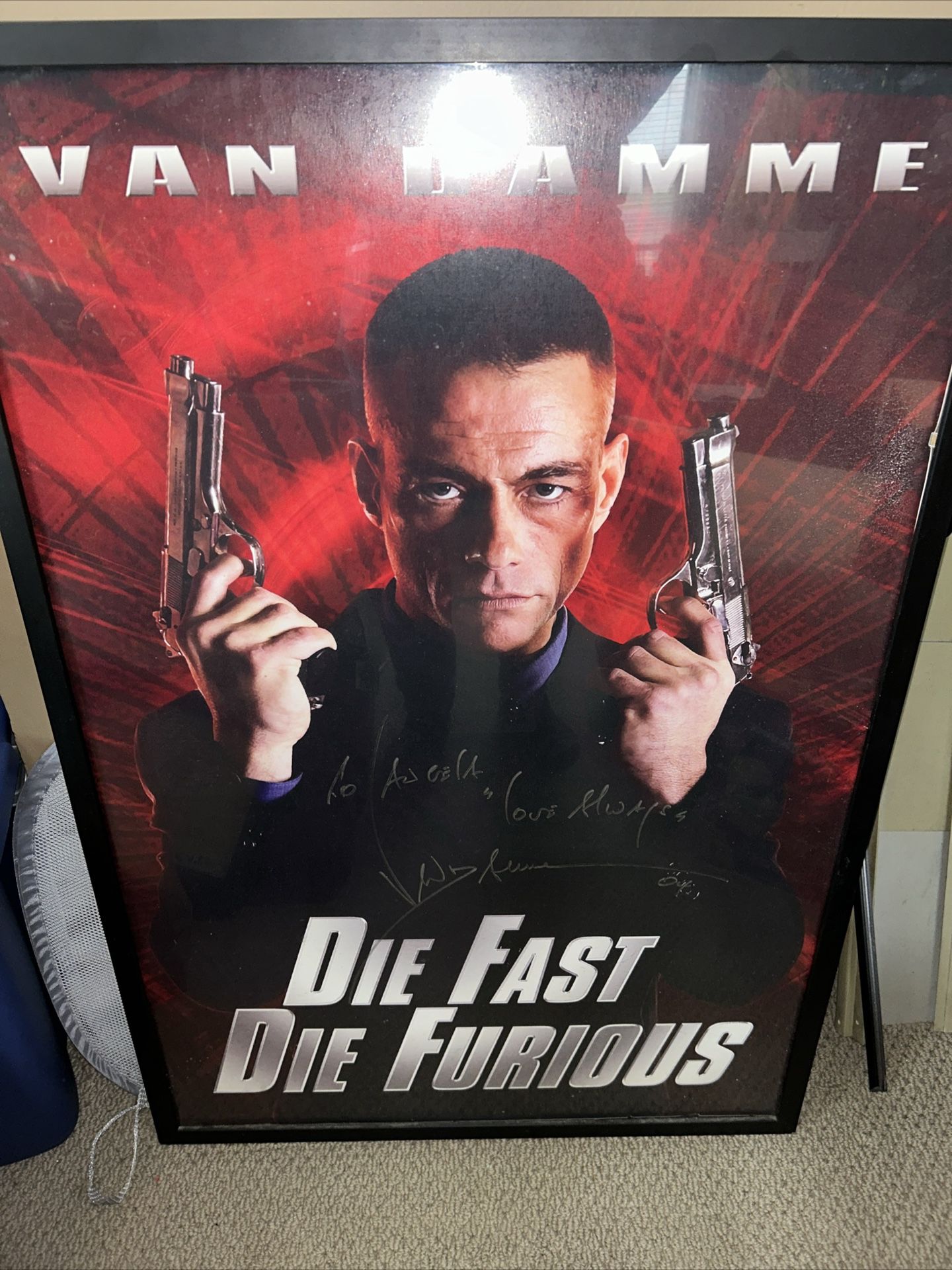 Movie Poster “Die Fast Die Furious” Signed Van Damme
