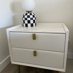 Modern White Cream Night Stand Table