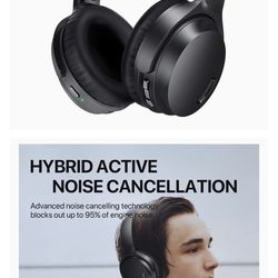 Active Noise Cancelling Headphones L JZ02 Wireless Bluetooth Headphones Over Ear Headset with CVC 8.0 Mic HiFi Stereo Sound, Deep Bass, 30H Pla