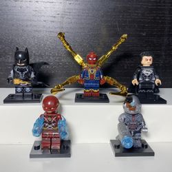 Spider Man Batman Superman Flash Cyborg Lego Mini Figures 