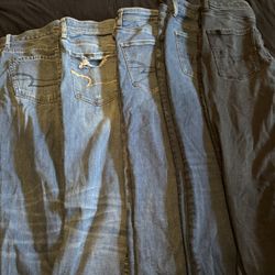 5 Pairs Of American Eagle Jeans