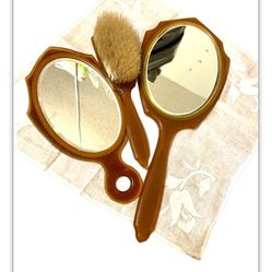 Lot Of Vintage Vanity Mirrors & Brush