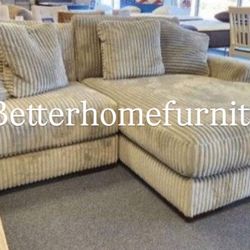 Cream Beige Corduroy Reversible Sectional NEW pay Later