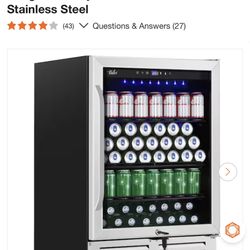 24 in. 210 (12 oz.) Can Built-in/Freestanding Beverage Cooler Fridge with Adjustable Shelves in Stainless Steel