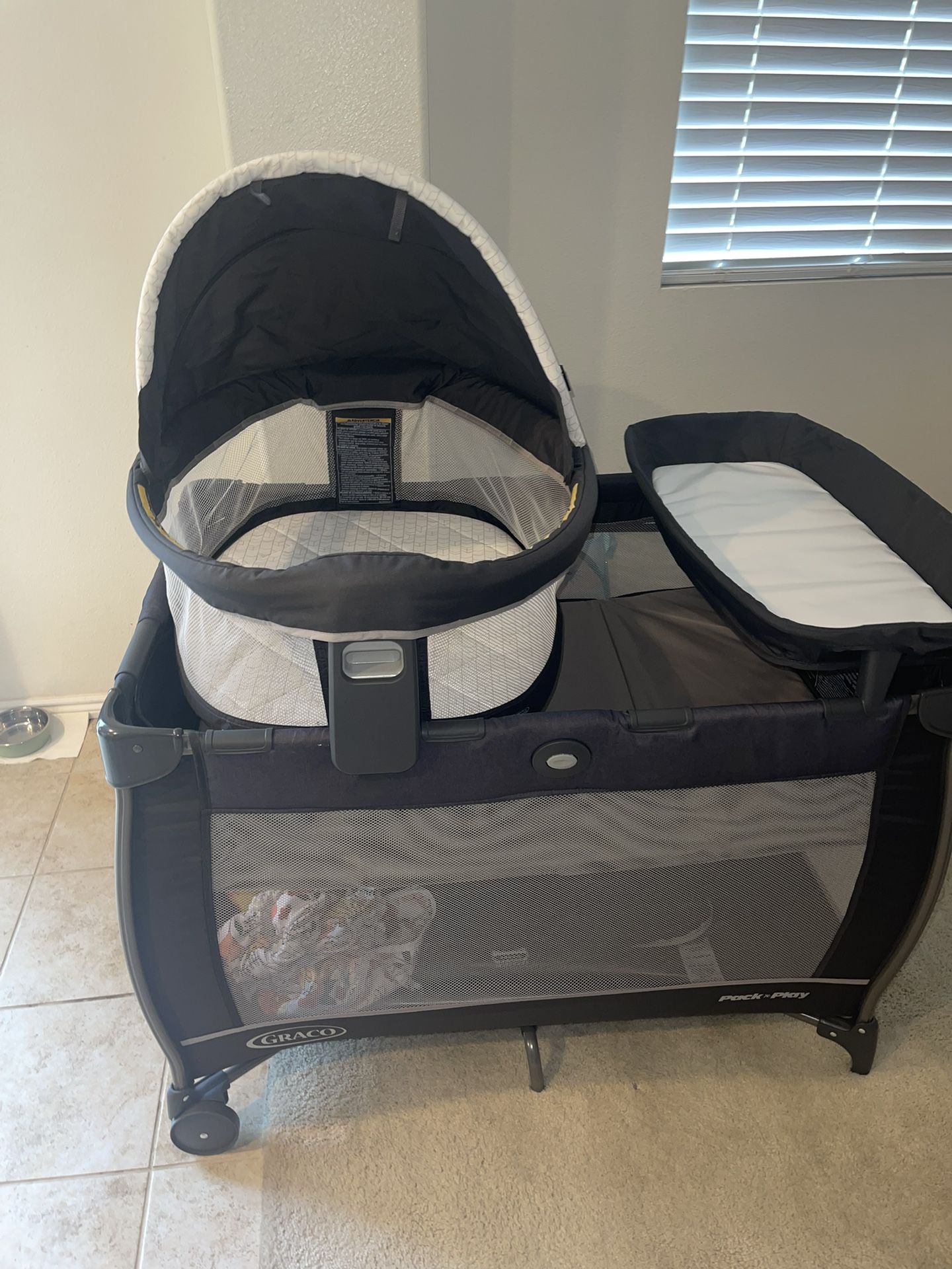 Baby Pack N Go Playpen In Like New Condition. Comes With A Lot, Like A Dome And Changing Table ( Gray Color)only Used Twice.
