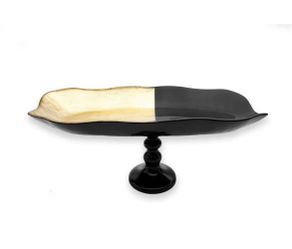Classic Touch Brand New Black And Gold Footed Tray