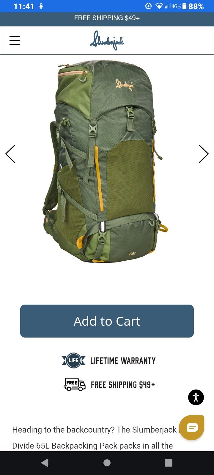 Slumberjack Hiking / Camping Backpack