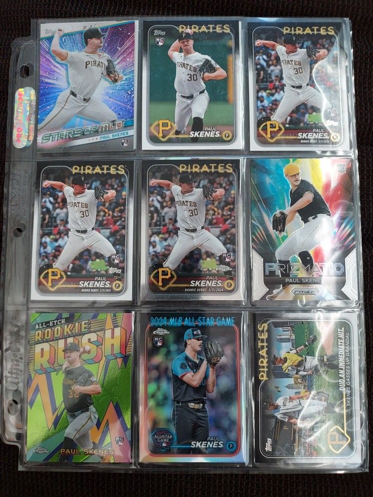 Paul Skenes Topps, Chrome, & Panini Rookie Card Lot.