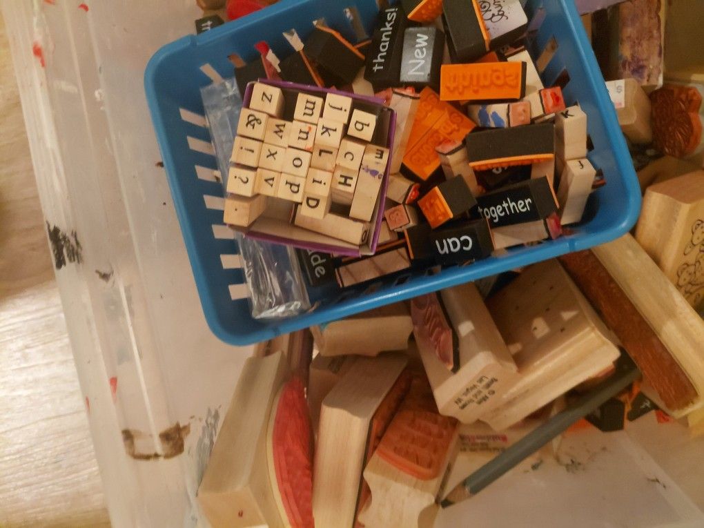 Tote Full Of Rubber Stamps For Scrapbooking