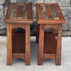 Riverside Furniture Co matching slate top end tables 