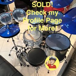 🔥 Pro Drum Set 5 Piece W/Cymbals Complete