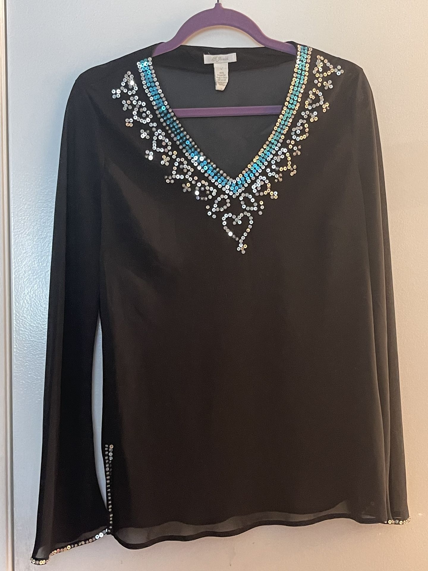 Women Sheer Sequined Tunic - Sz L