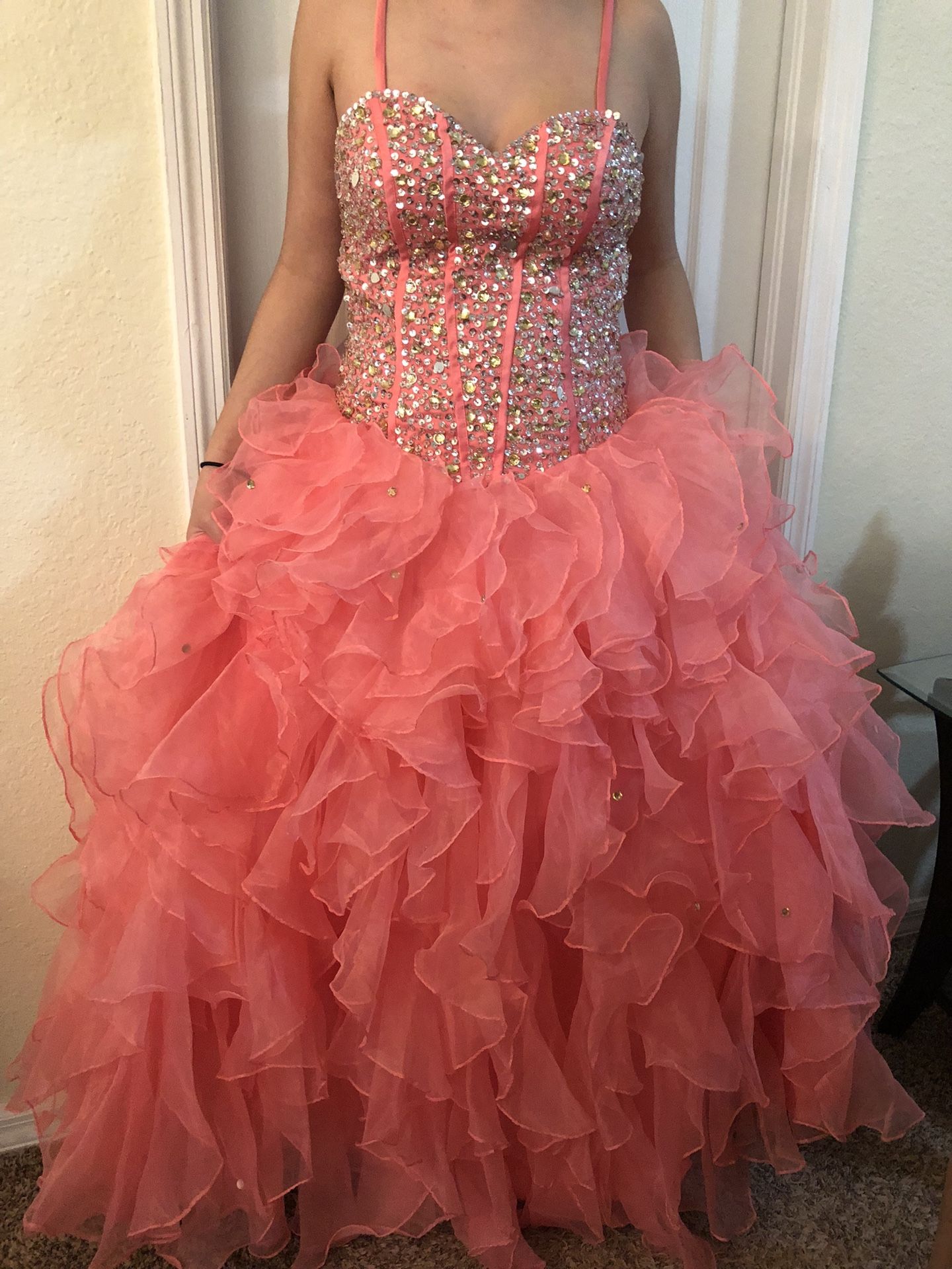Coral Pink Prom Dress