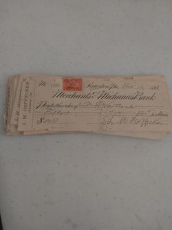 1898 Merchants And Mechanics Bank Checks