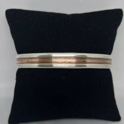 Vtg.Designer " OFF THE Cuff" Sterling Silver & Pewter Cuff Bracelet
