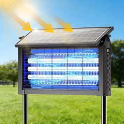 Solar Bug Zapper Outdoor, 4000V Solar Mosquito Zapper for Outdoor & Indoor, 1/2 Acre Coverage Cordless Rechargeable Electric Fly Zapper, IPX5 Waterpro