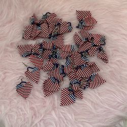 Handmade American Flag  Beaded Earings