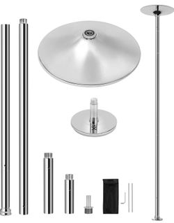 Yaheetech Dance Pole Spin/Static Dancing Pole Portable Removable 44.5-108.3” Height Adjustable & Weight Capacity 500lb, Silver