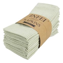 102 Sage Striped Cotton Linen Dinner Napkins