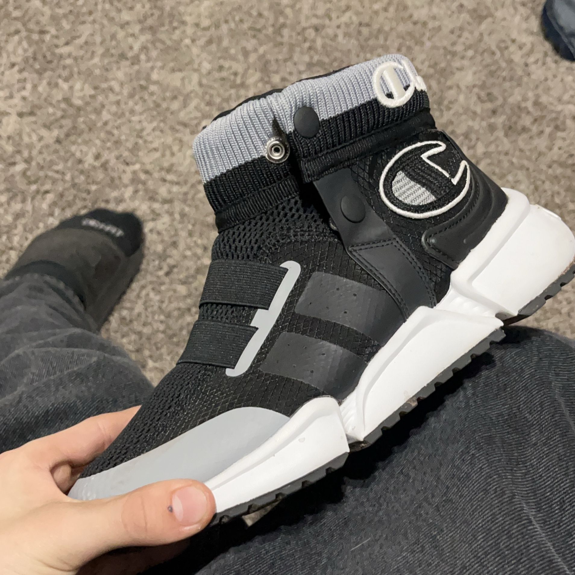 Black and Gray High-Top Athletic Sneaker
