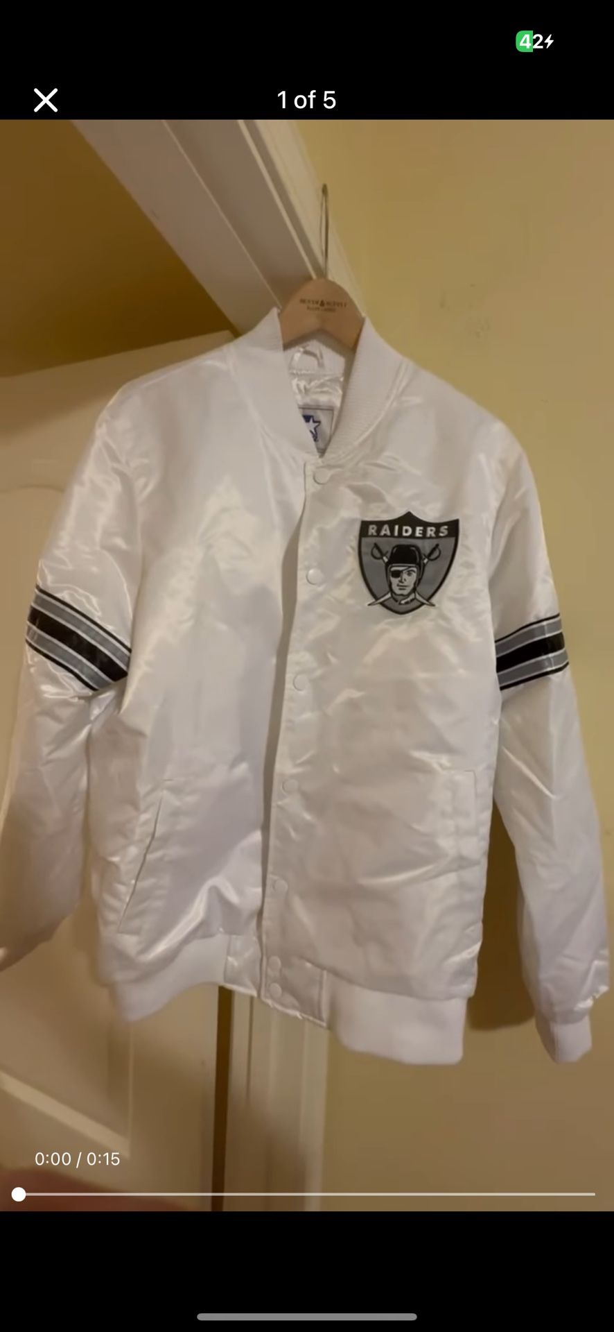 White Raiders jacket large fits like XL