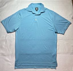 FootJoy Men MicroFeeder Stripe Lisle Golf Polo Shirt Stretch Performance,Blue,S