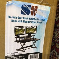 SHW 36 Inch Height Adjustable Standing Desk Sit to Stand Riser Converter Workstation, Black Retail $138 Plus Taxes And Shipping My Price Is Only 80$