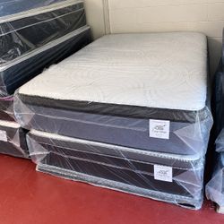 Queen Size Mattress Pillow Top 14” Inches  Excellent Comfort Also Available: Twin, Full, And King New From Factory With Its Plastic Same Day Delivery
